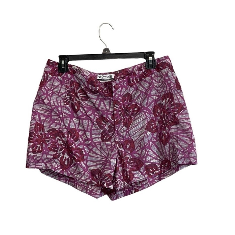 Columbia 12 Women Sandy River III Floral Shorts Magenta Outdoor Beach Athletic